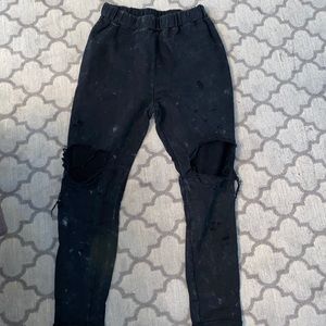 Zara black distressed sweats with rips